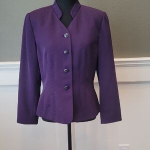 Preston & York Purple Blazer with Tailored Fit and 3/4 Sleeves